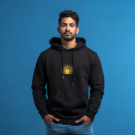 Ayodhya Pati Ram Printed Black Hoodie for Men