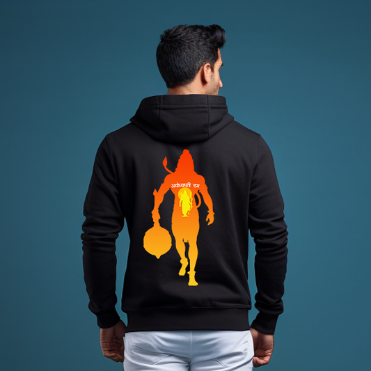 Ayodhya Pati Ram Printed Black Hoodie for Men