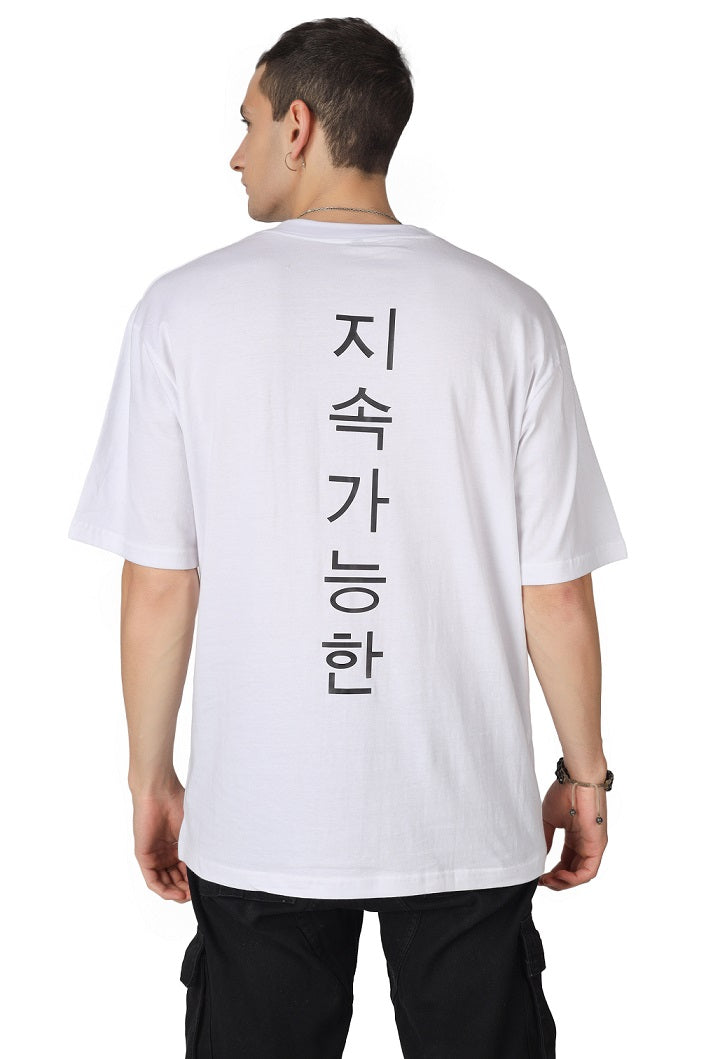 Korean Text Printed T-Shirt