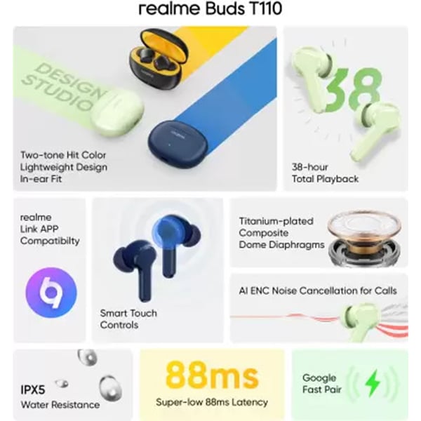 Realme Buds T110 with AI ENC Earbuds