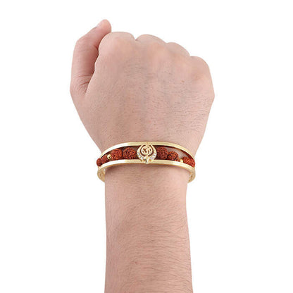 Stylish Om With Rudraksha Gold Bracelet