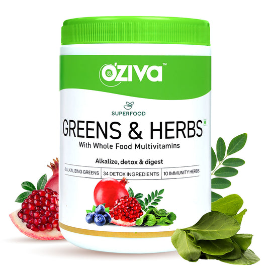 Oziva Superfood Greens  Herbs With Whole Food Multavitamins Metabolism Detox  Digestion Brain  Heart Health 250G