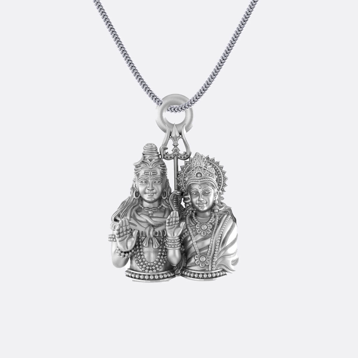 Mahadev Shiv Parvati Silver Locket With Silver Chain