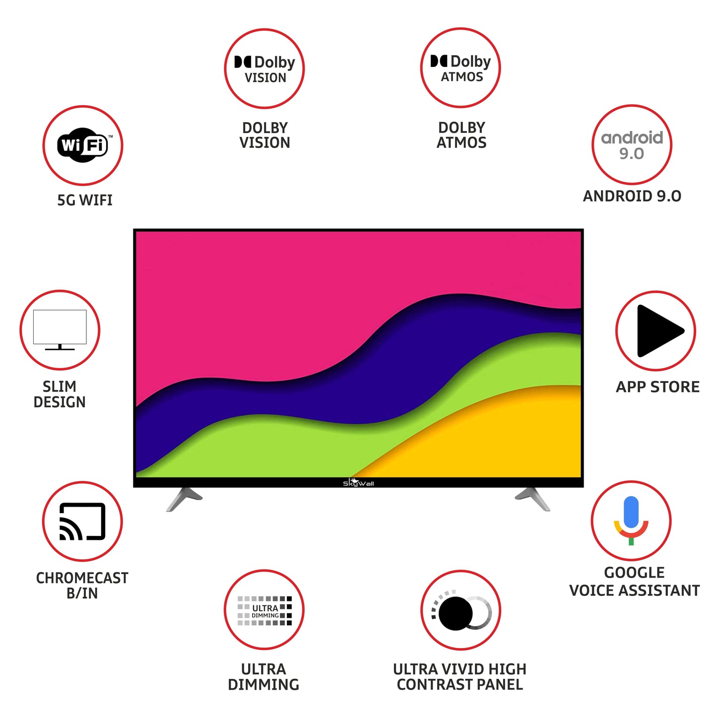 SkyWall 165 cm 65 inches 4K Ultra HD Smart Android LED TV 65SW4K-Voice  Built-in Google Assistant