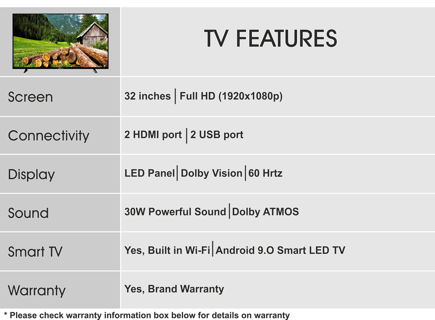 SkyWall 80 cm 32 inches Full HD Smart Android LED TV 32SWRR Pro Frameless Edition Dolby Audio