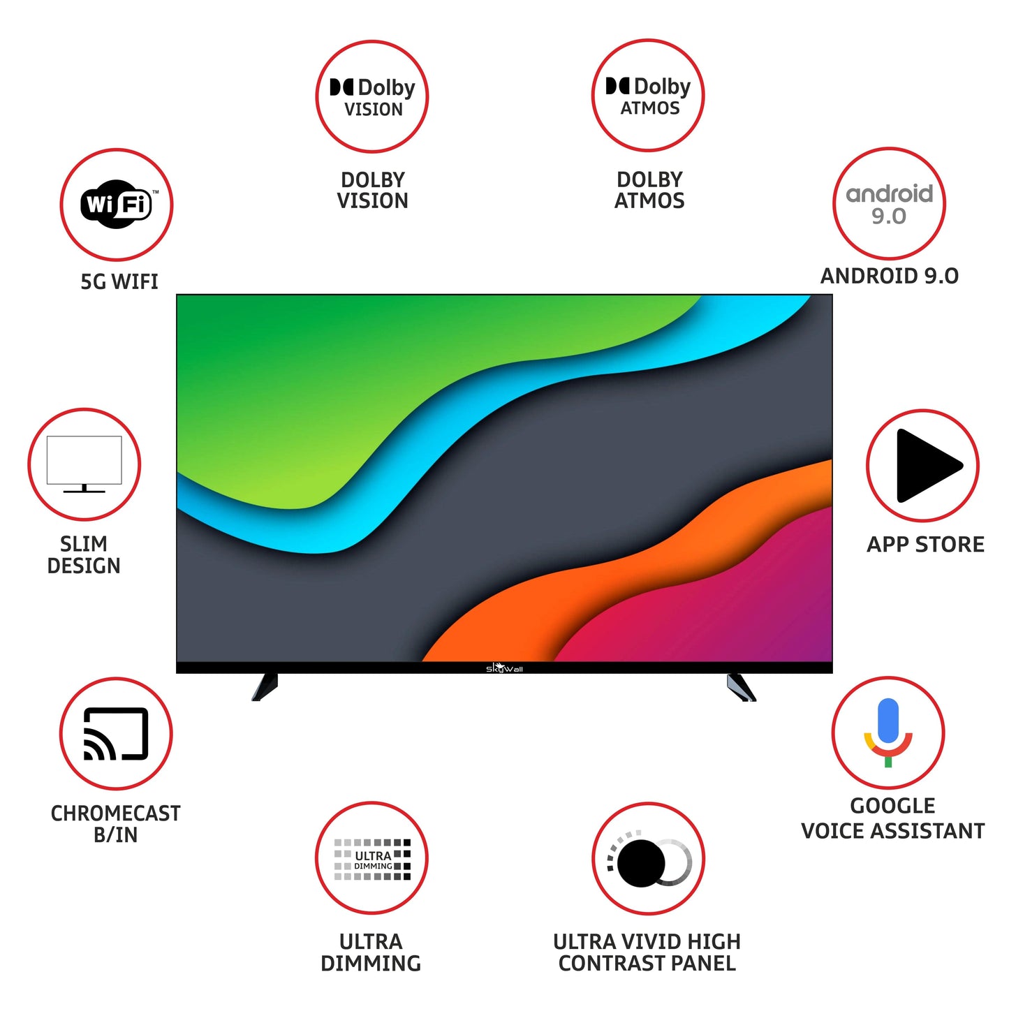 SkyWall 80 cm 32 inches Full HD Smart LED TV 32SW-Voice Frameless Edition  With Voice Assistant