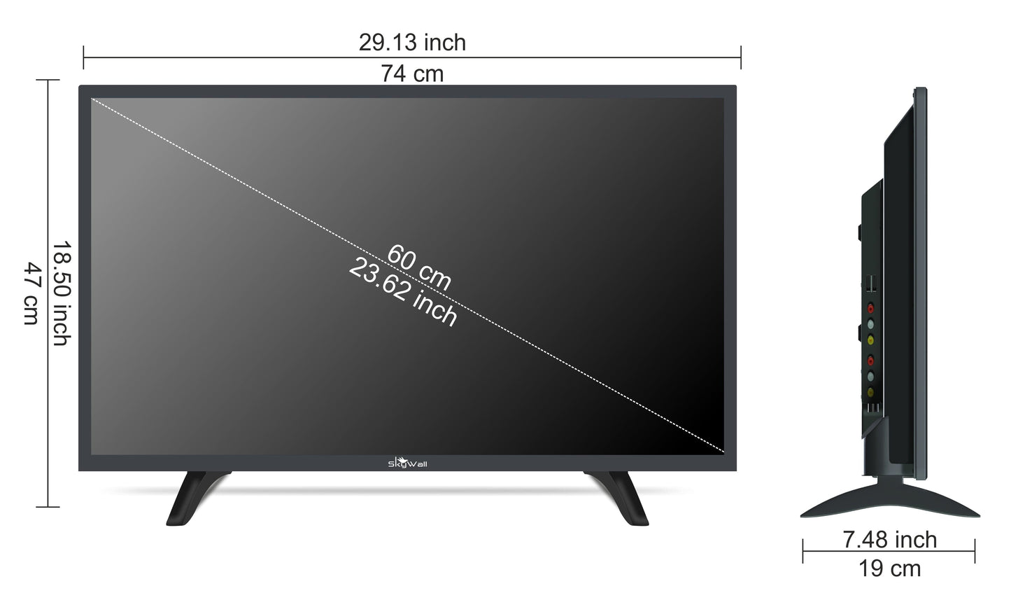 SkyWall 60.96 cm 24 inch HD Ready LED TV 24SWATV With A Grade Panel slim bezels