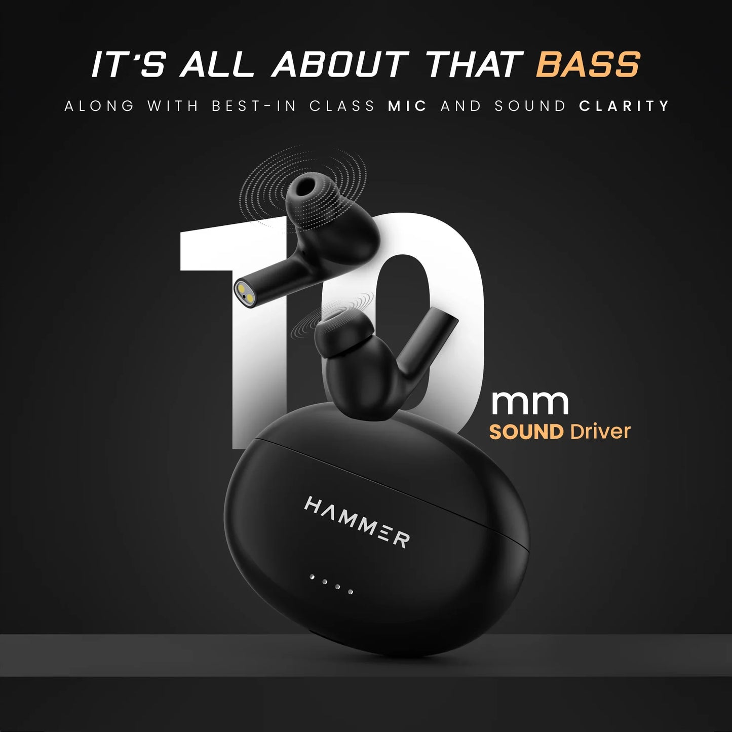 Hammer Mini Pods TWS Bluetooth Earbuds with Bluetooth v5.3 and Smart Touch Controls