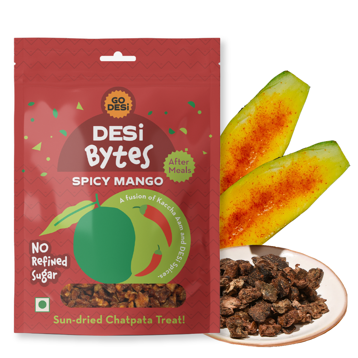 Spicy Mango Bytes  Sun-dried Raw Mango Snack  100 Natural  Pack of 10 -  180gms