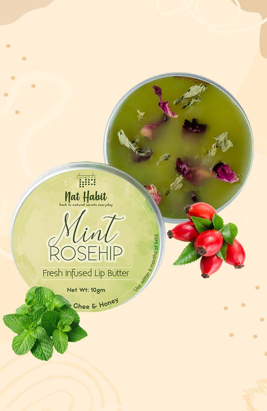 strongMint Rosehip Lip Butter 10gstrong briwith Fresh Mint Leaves RosehipbrDesi Ghee  Raw Honeyi