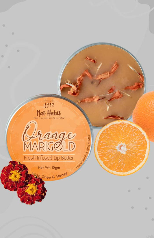 strongOrange Marigold Lip Butter 10gstrong briwith Fresh Orange Peel MarigoldbrDesi Ghee  Raw Honeyi