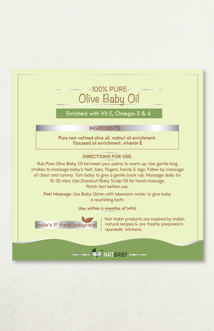strongPure Olive Baby Oilstrong briEnriched with Vit E  Omega-3 6i