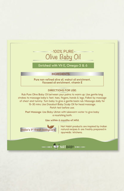 strongPure Olive Baby Oilstrong briEnriched with Vit E  Omega-3 6i