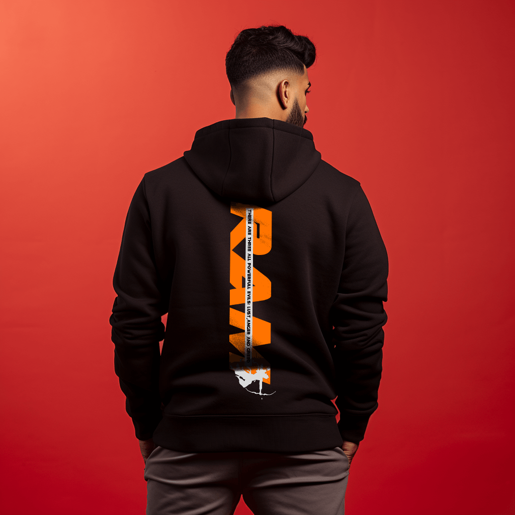 Sanatani Ram Printed Black Hoodie for Men