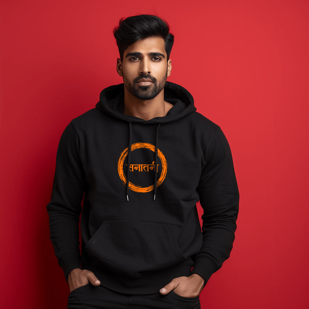 Sanatani Ram Printed Black Hoodie for Men