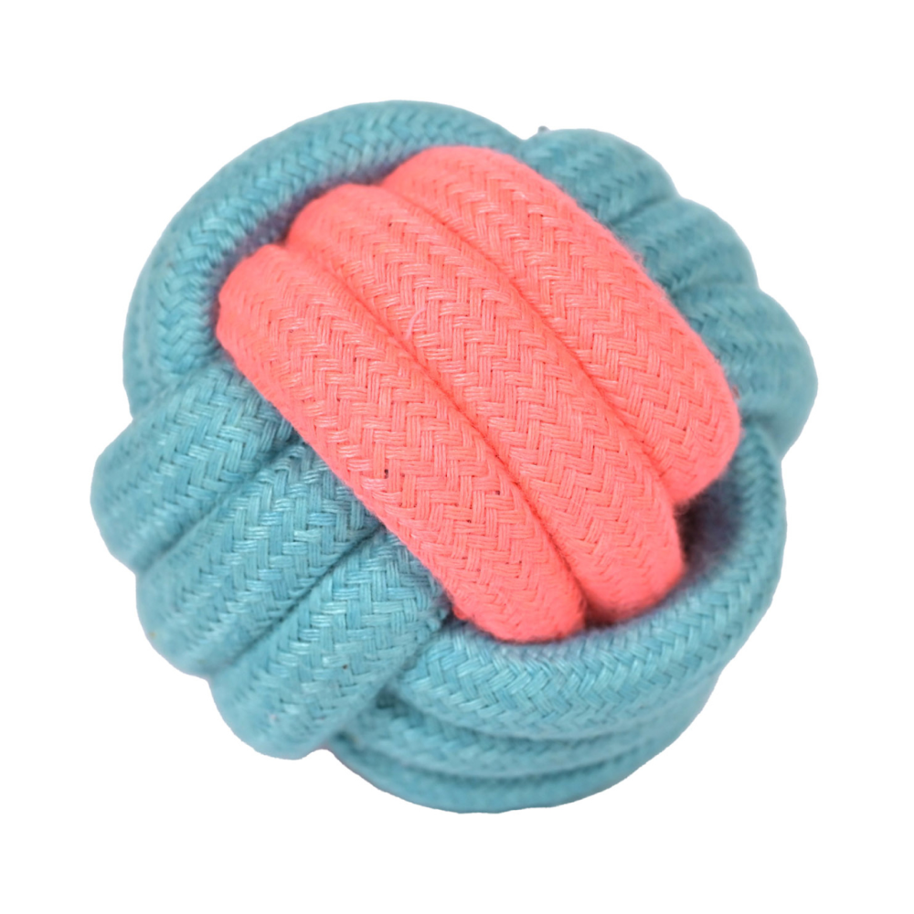 Skatrs Ball Shaped Rope Chew Toy for Dogs and Cats PinkSky Blue