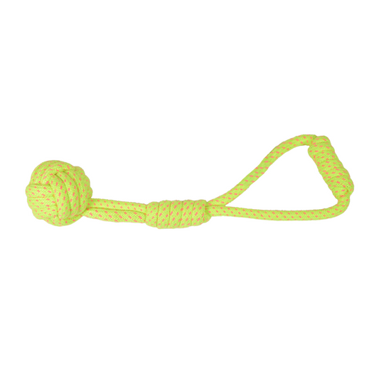 SKATRS Knotted Ball Rope Tug Toy for Dogs and Cats Neon Green
