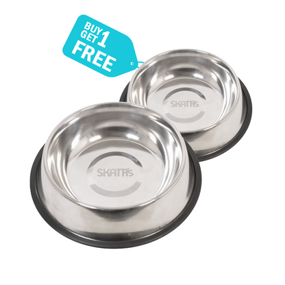 Skatrs Anti Skid Stainless Steel Bowl for Dogs and Cats Buy 1 Get 1