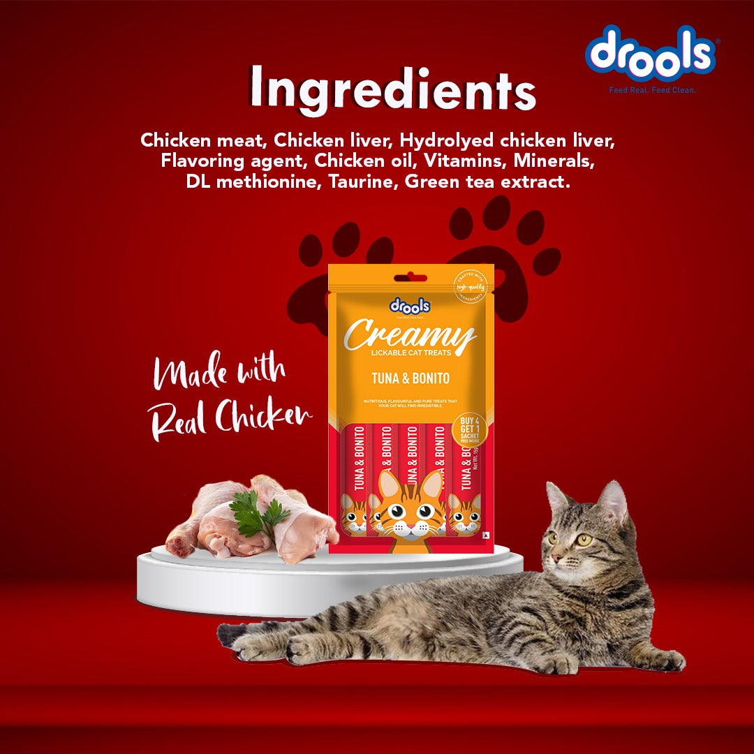 Drools Tuna  Bunito Crab  Chicken and Real Chicken Creamy Cat Treats Combo