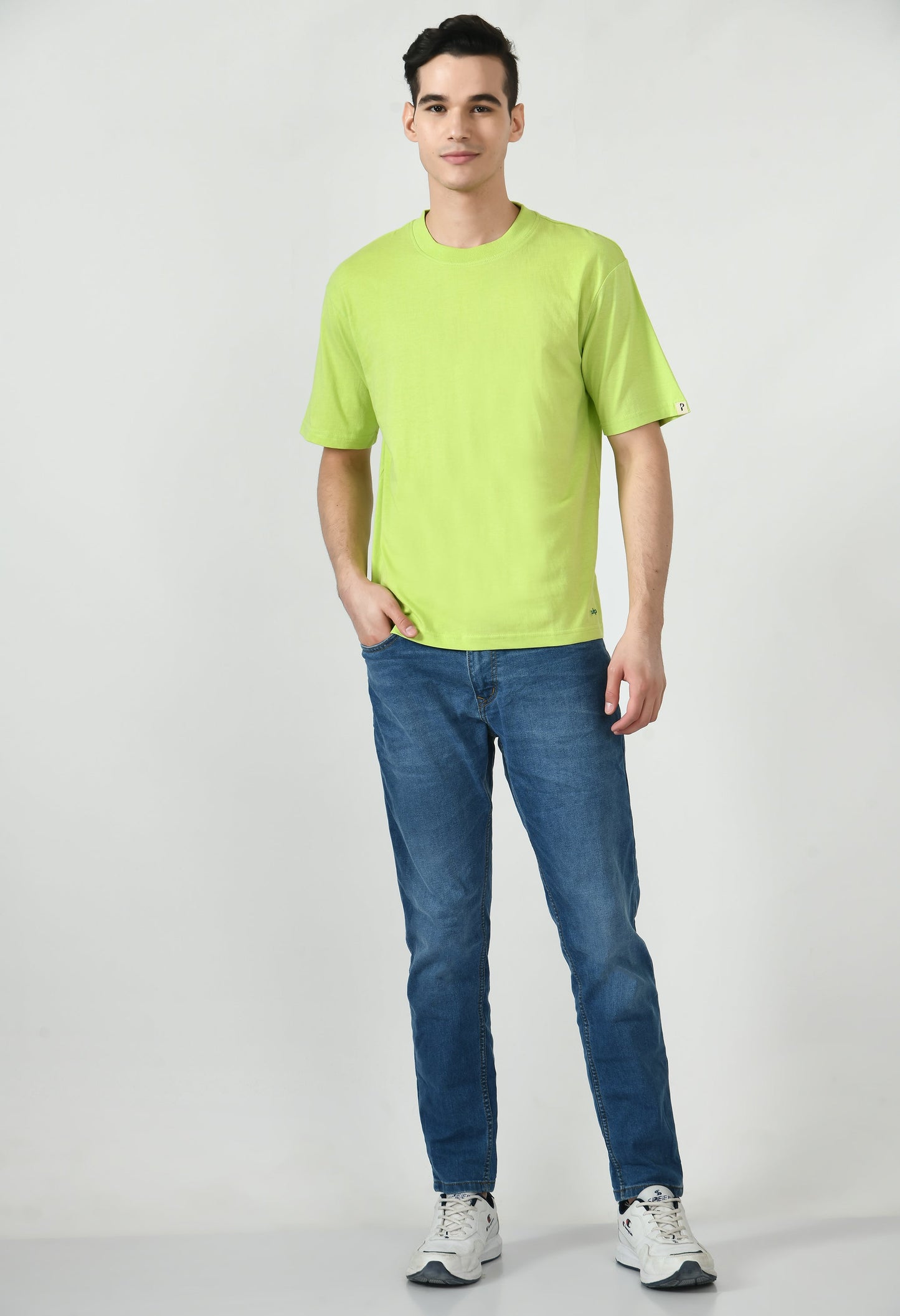 Drop Shoulder Crew Neck Tee High Rib Collar - Made in BCI Cotton