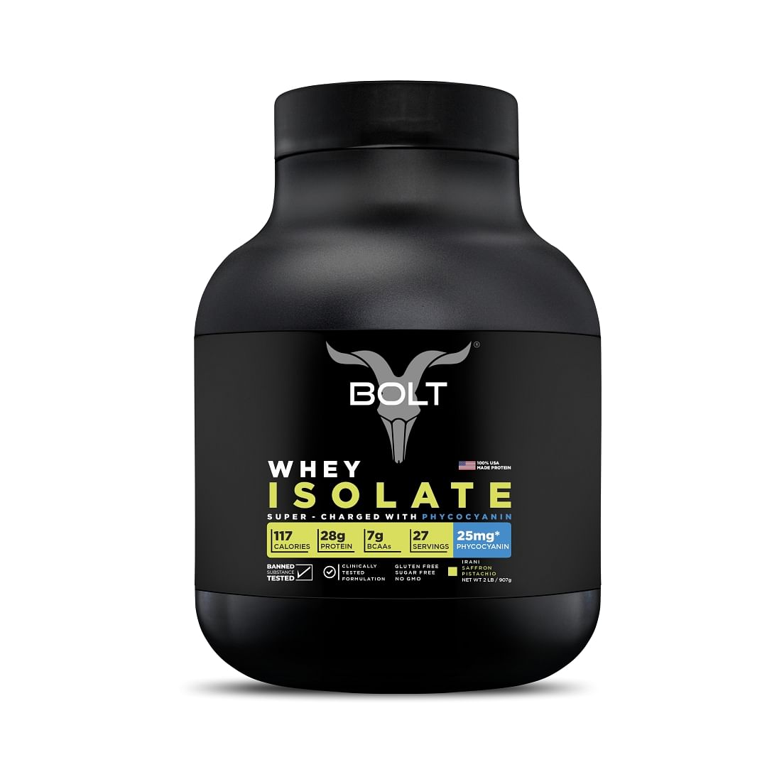 BOLT 100 Whey Isolate Protein Powder, 28g Protein, Superfood Phycocyanin, Muscle Strength, Bone Health, 2LB, 27 Servings, Piedmont Chocolate.