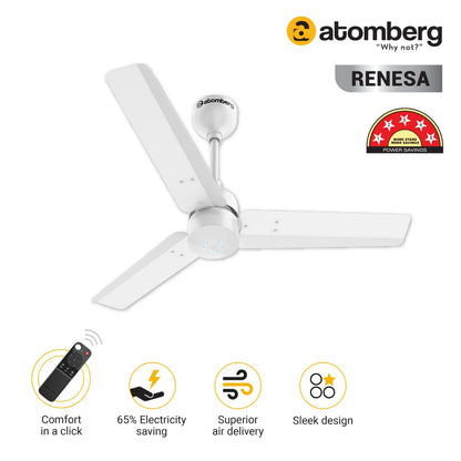 Atomberg Renesa 900mm 3 Blades Ceiling Fan with Remote White