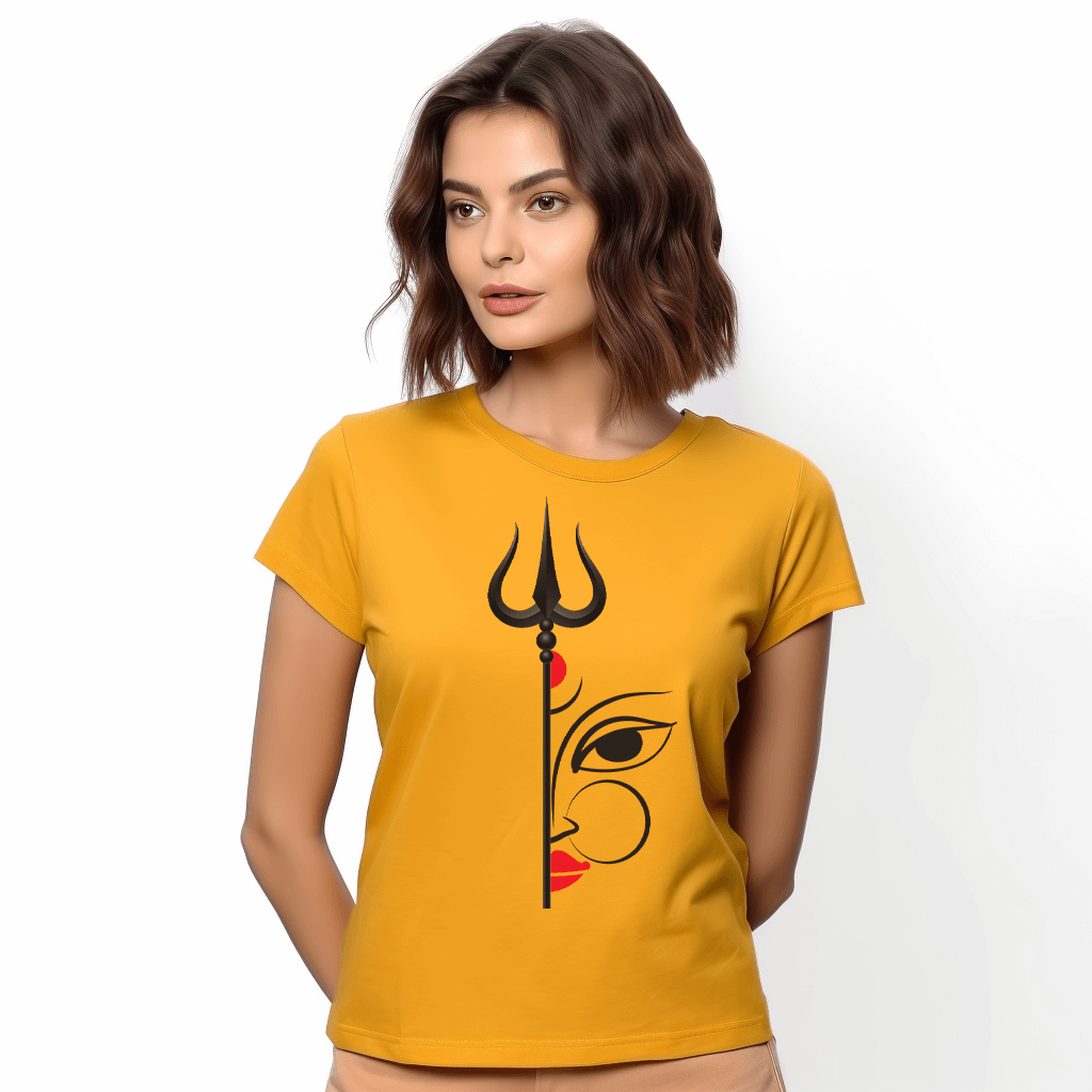 Maa Amba With Trishul Printed t-shirt for Women