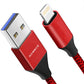 Hammer Unbreakable 3.1A Fast Charging Braided Type C  Lightning Cable 1 Meter Red- Combo