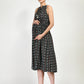 Black Ethnic Motifs Maternity Midi Dress