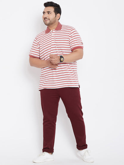 Men Plus Size Lisbon Striped Polo Tshirt