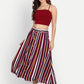 Women Brown Striped A-Line Skirts