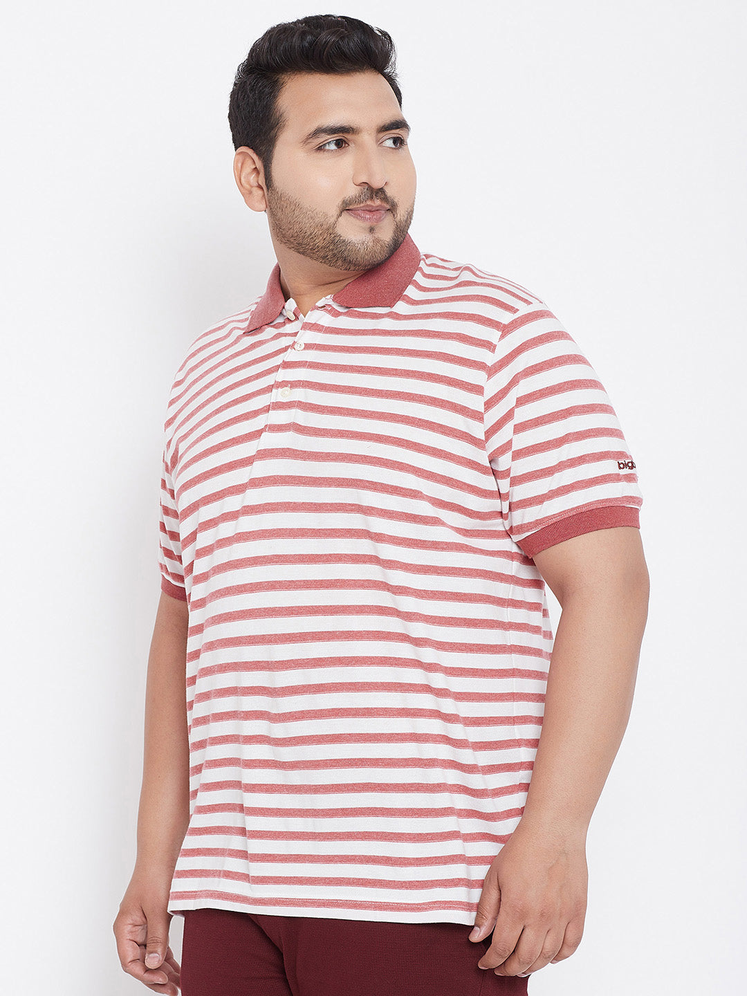 Men Plus Size Lisbon Striped Polo Tshirt