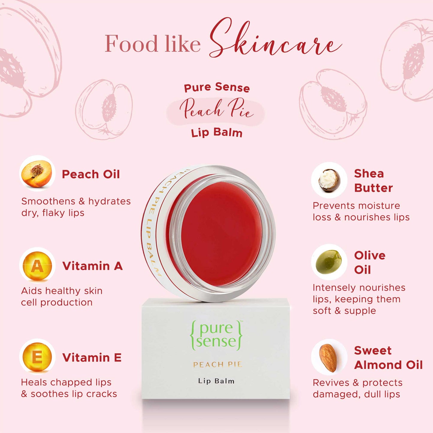 DEAL Pure Sense Peach Pie Lip Balm  5ml