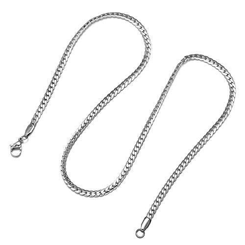 Yellow Chimes Chain for Men and Boys Silver Chain Men Flat Curb Neck Chain for Men  Stainless Steel Chains for Men  Birthday Gift for Men and Boys Anniversary Gift for Husband