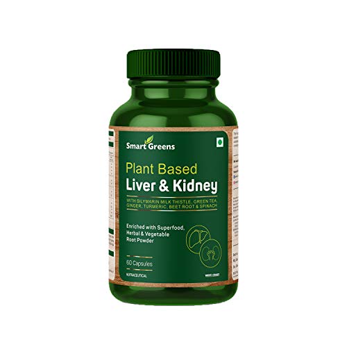 Smart Greens Plant Based Liver  Kidney Enriched with Silymarin Milk Thistle Green Tea Ginger Turmeric Beetroot  Spinach  60 Capsules