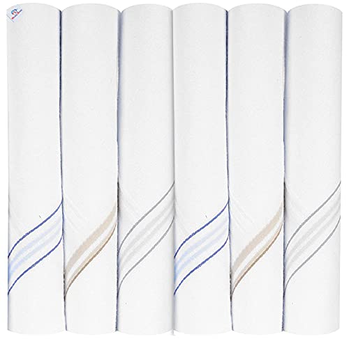 Heart Home Lining Design 100 Cotton Premium Collection Handkerchiefs Hanky for Men Set of 6 White Standard HS37HEARTH020438