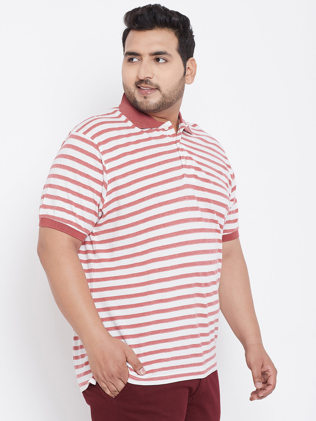 Men Plus Size Lisbon Striped Polo Tshirt