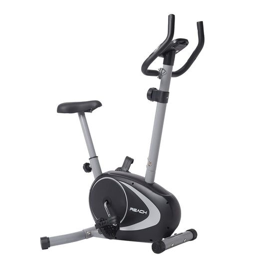 Reach B-202 Magnetic Exercise Cycle with 4 kg Flywheel  Upright Stationary Bike for Cardio  Fitness  Adjustable Magnetic Resistance with Cushioned Seat  LCD Screen  Max User Weight 100kg