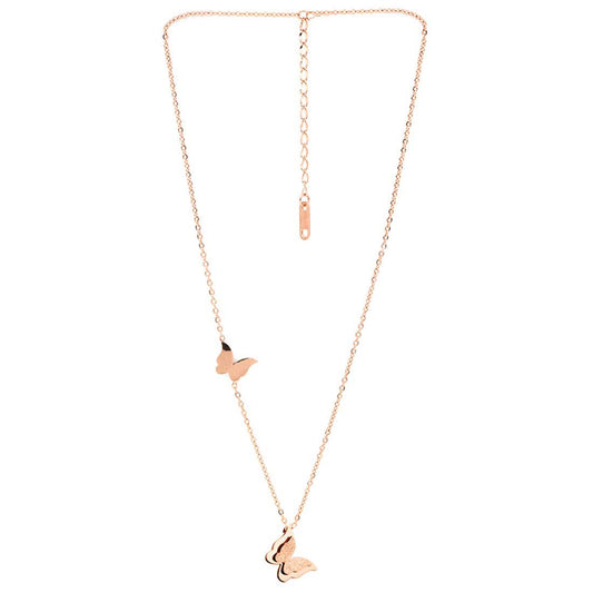 Yellow Chimes Pendant for Women and Girls  Rose Gold Pendant Necklace for Women Western  Stainless Steel Butterfly Shaped Long Chain Pendants  Accessories Jewellery for Women