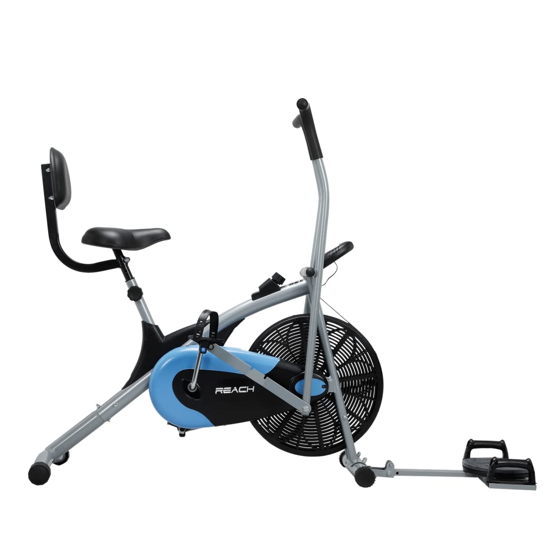 Reach AB-110 BPT Air Bike Exercise Cycle for Home Gym  with Push Up Bar  Twister  Adjustable Resistance  Seat with Back Support  Fitness Machine with Moving  Stationary Handles