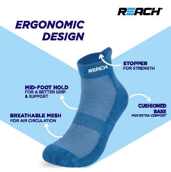 REACH Bamboo Ankle Socks for Men  Women  Breathable Mesh  Odour Free Socks  Sports  Gym Socks  Soft  Comfortable  Pack of 3  Sky Blue Lavender  Navy Blue