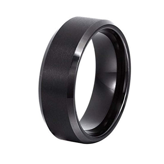 Yellow Chimes Rings for Women Black Ring 316L Stainless Steel Black Band Ring Women and Girls 9