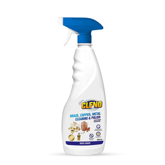 Cleno Heavy Duty Brass Copper Metal Cleaning  Polish Spray  All Metal Objects at Your HomeChromeCopperBrassBronzeNickelEco-friendly - 450 ml Ready to Use