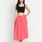 Women Orange Colored Solid Tiered Skirt