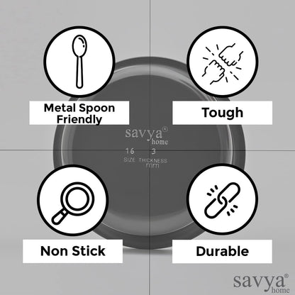 Savya Home Hard Anodized Tope  Non-Stick  Non-Corrosive Hard Anodized Aluminium  Even Heat Distribution for Healthy Cooking  Metal Spoon Friendly Surface  2.3 liters