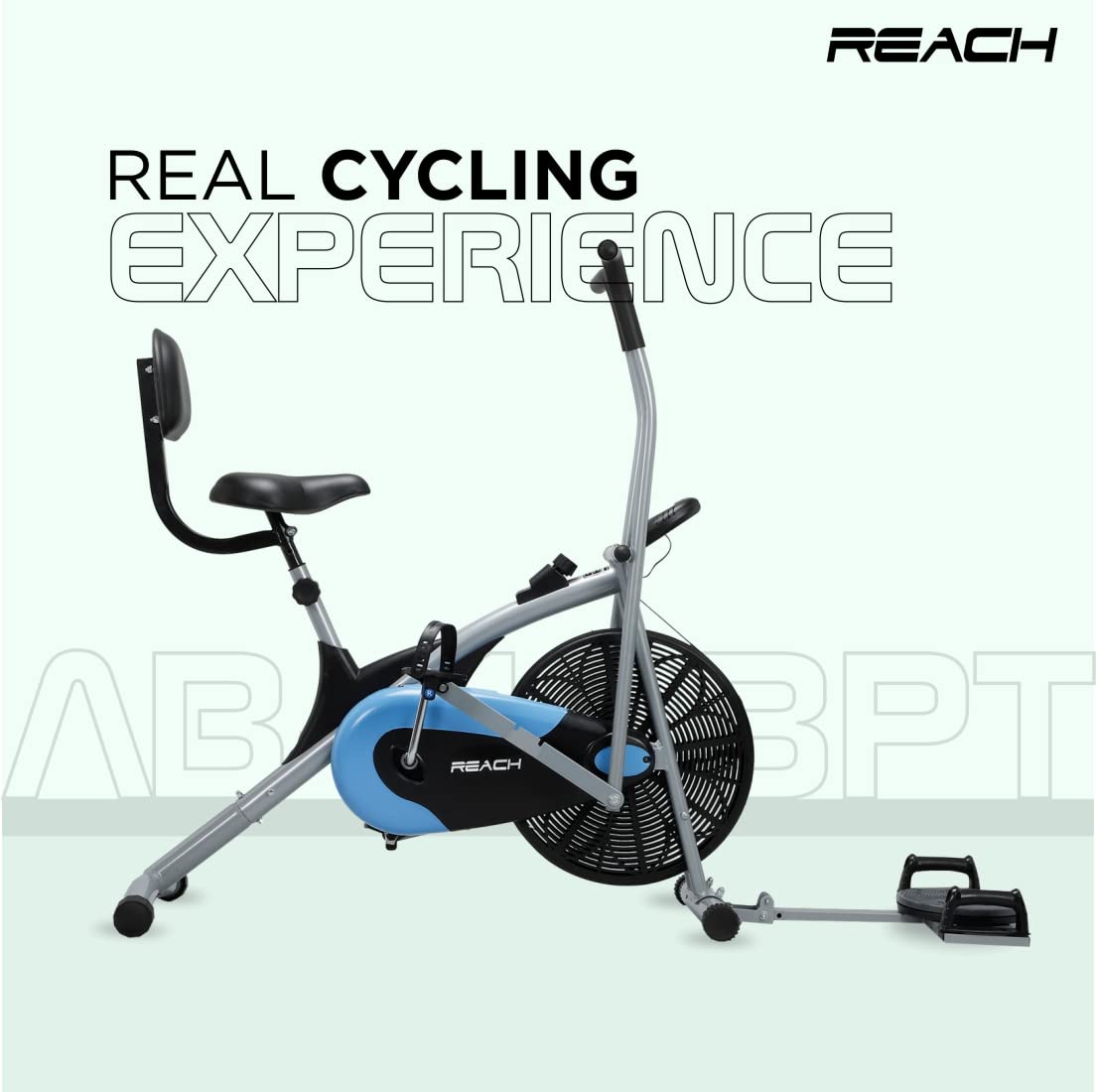 Reach AB-110 BPT Air Bike Exercise Cycle for Home Gym  with Push Up Bar  Twister  Adjustable Resistance  Seat with Back Support  Fitness Machine with Moving  Stationary Handles