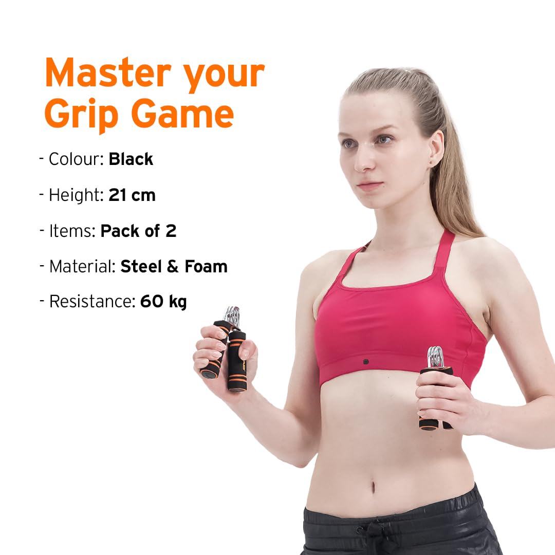 HEAD Hand Gripper - Pack of 2  Hand Strengthener for Gym Workout  Forearm  Finger Exercise Equipment  Home Use  Men  Women