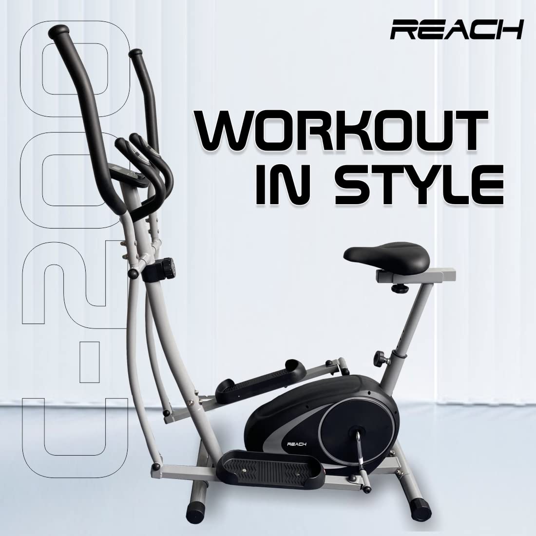 Reach C-200 Elliptical Cross Trainer with 4 Kg Flywheel for Home Gym  Exercise Cycle with 8 Level Adjustable Resistance LCD Display  Health Tracker  Fitness  Cardio Training  12 Months Warranty