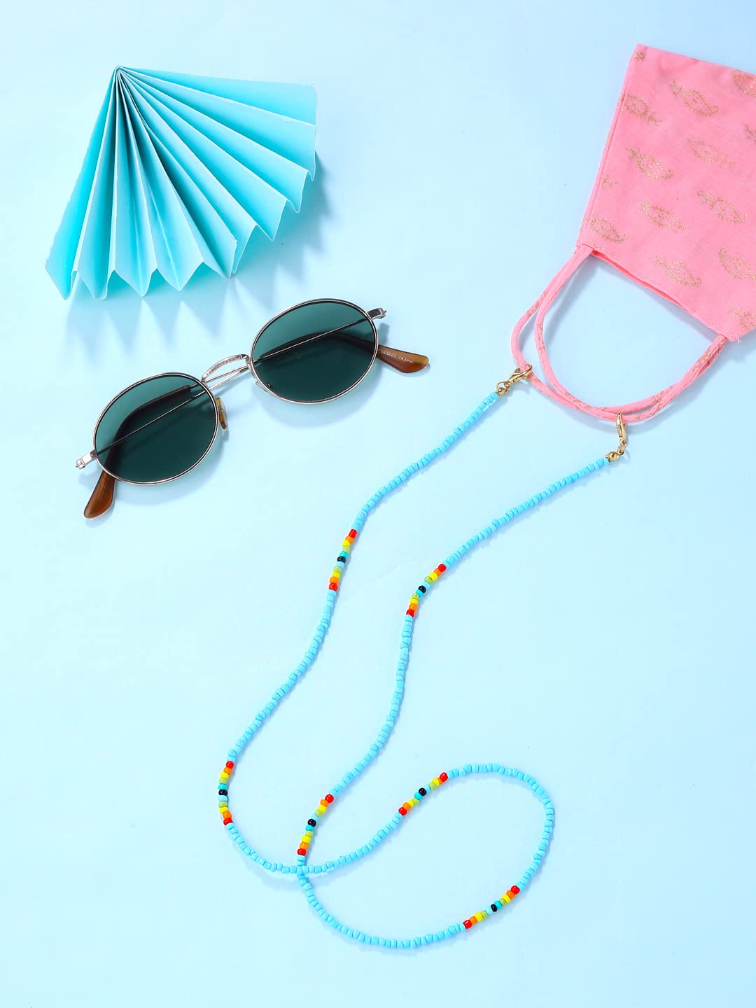 Yellow Chimes Sunglasses Chain for Women Eyeglasses Chain Multicolor Beadded Face Mask Chains Sunglasses AccessoriesSunglasses Lanyard for Girls and Women MOdel-1