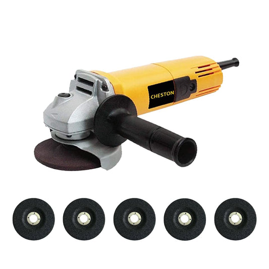 Cheston 850W Angle Grinder for Grinding Cutting Polishing 4 inch100mm  Set of 5 Grinding Wheels